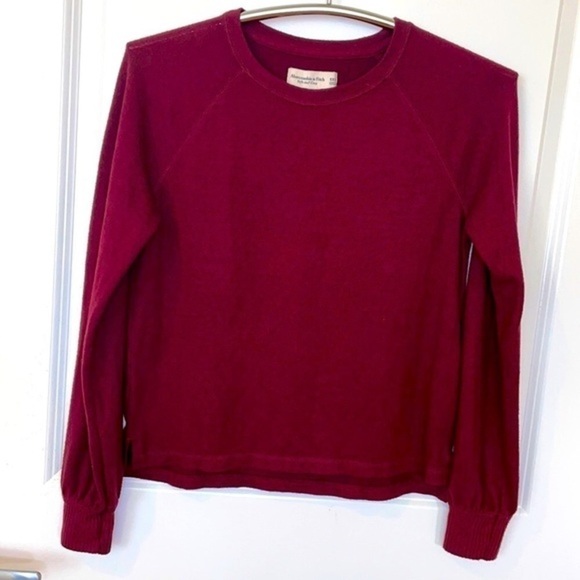 ABERCROMBIE & FITCH | Women’s Burgundy Soft A&F Cozy Long Sleeve Shirt Size XXS - Picture 3 of 6